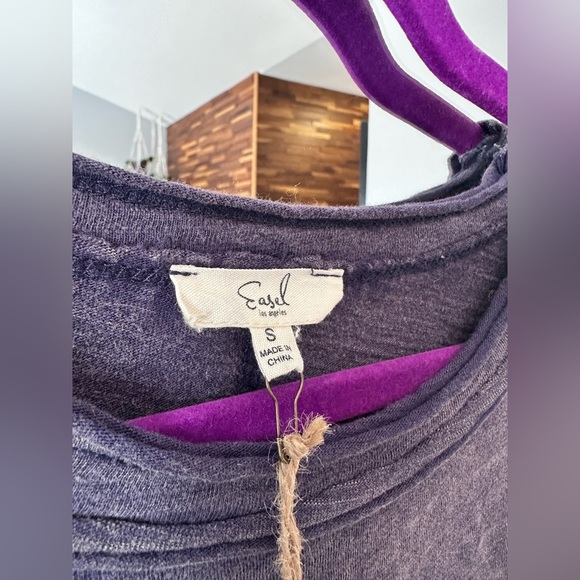 NEW🩶Easel Oversized Solid and Mixed Print LOVE Patched Top Small Ash - Picture 6 of 10